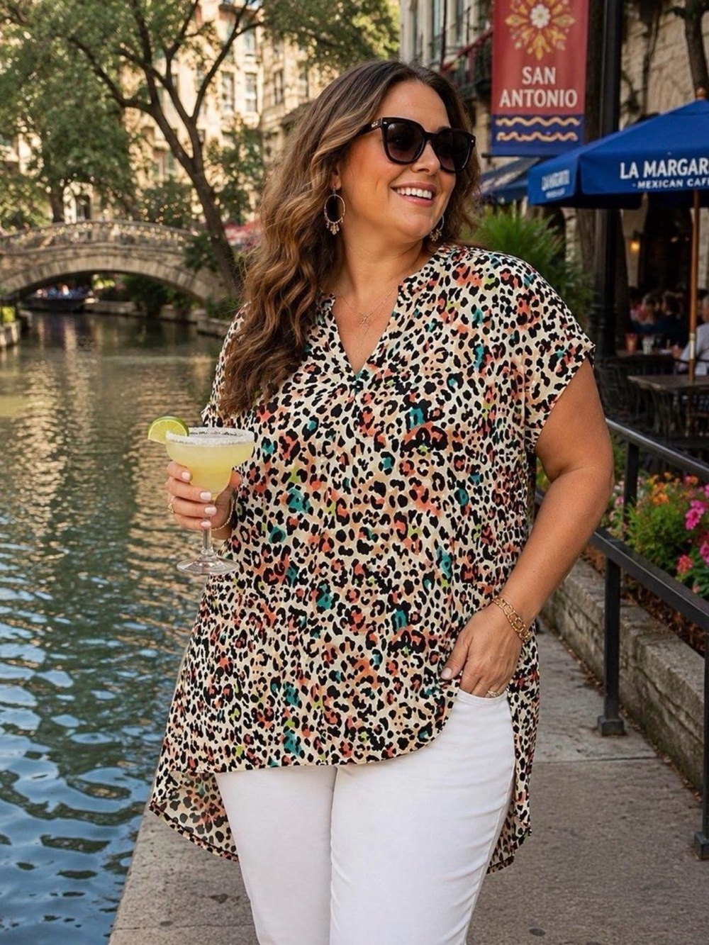 Torrid Watercolor Leopard Georgette Hi Low Tunic‎ Blouse 2X 18 20 Plus Size